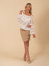 Off-shoulder Blouse with Ribbon Straps